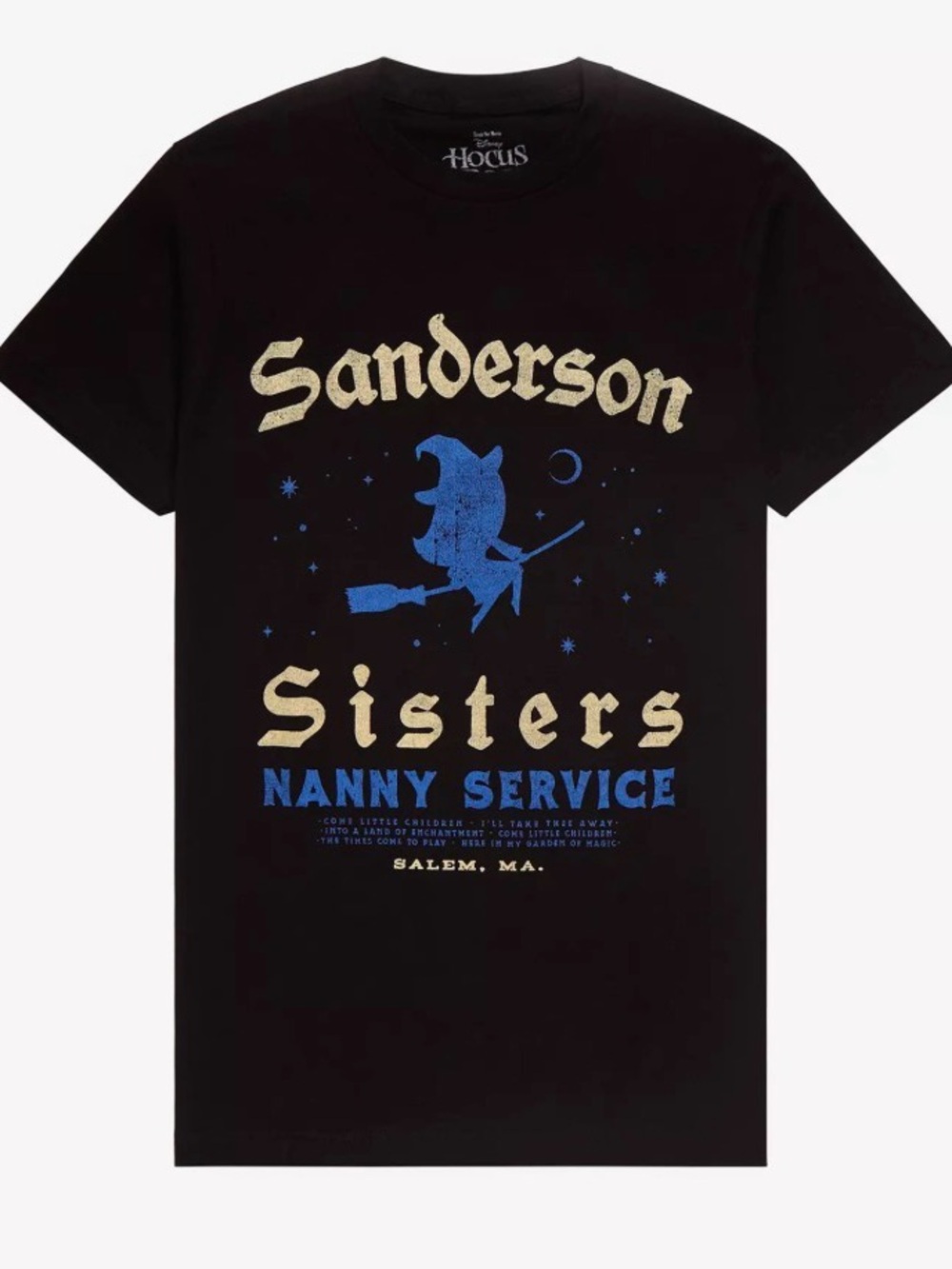 Disney Hocus Pocus Sanderson Sisters Nanny Service Women’s T-Shirt M